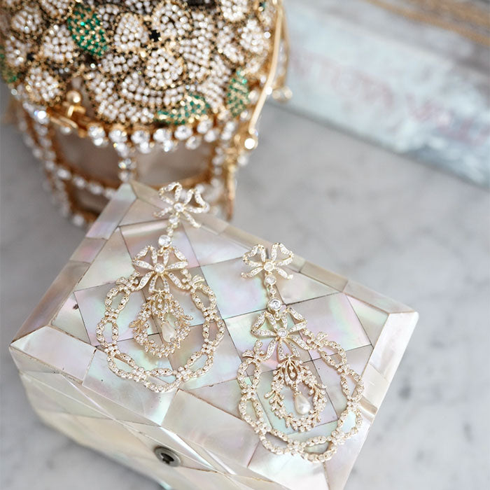 Embellished Pearl Drop Wreath Earrings