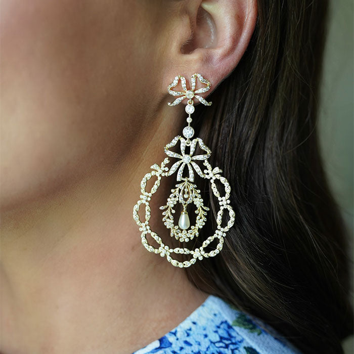 Embellished Pearl Drop Wreath Earrings