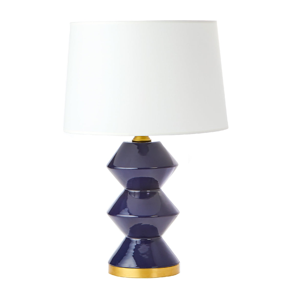 Wren Lamp in Gloss Navy Ceramic and Brass Bottom
