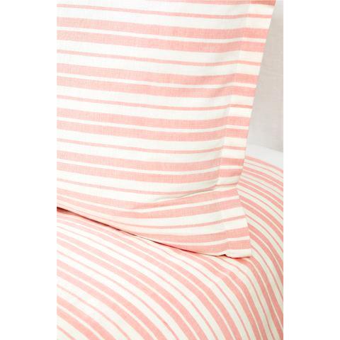 Peachy Pink Marseille Stripe Fabric Pillow