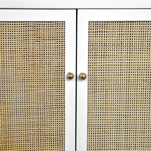 Woven Doors on White Bianca Double Cabinet