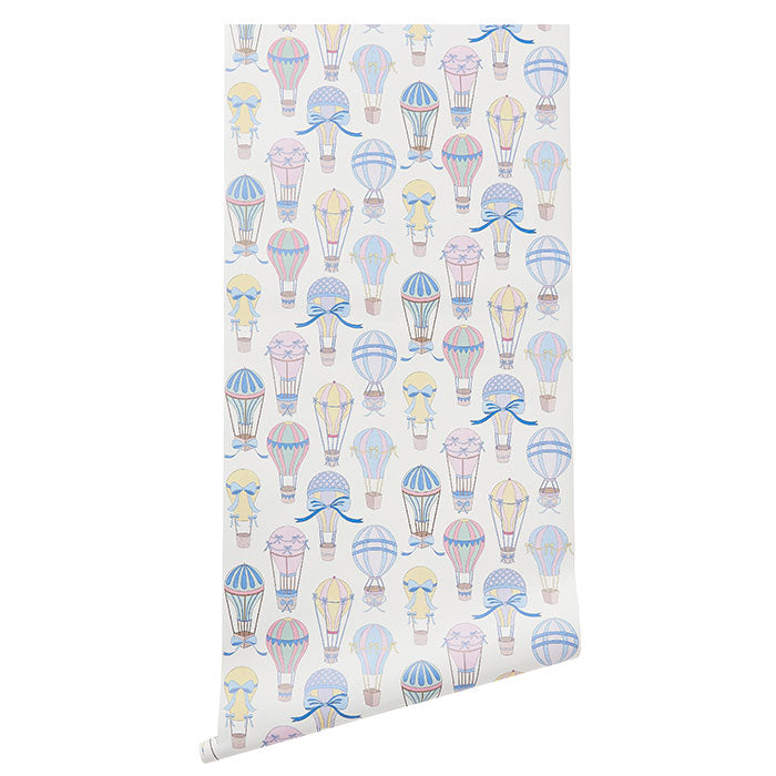 Dreamy Day Wallpaper with Pastel Hot Air Balloons on Roll