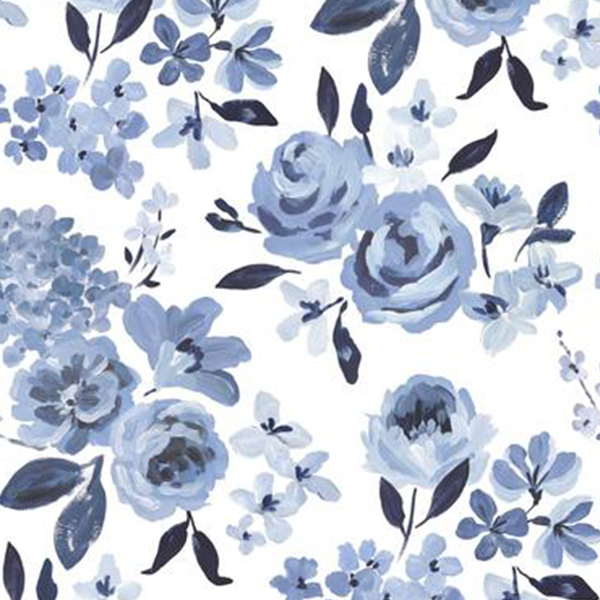 Highland Blue Floral Wallpaper Sample Swatch