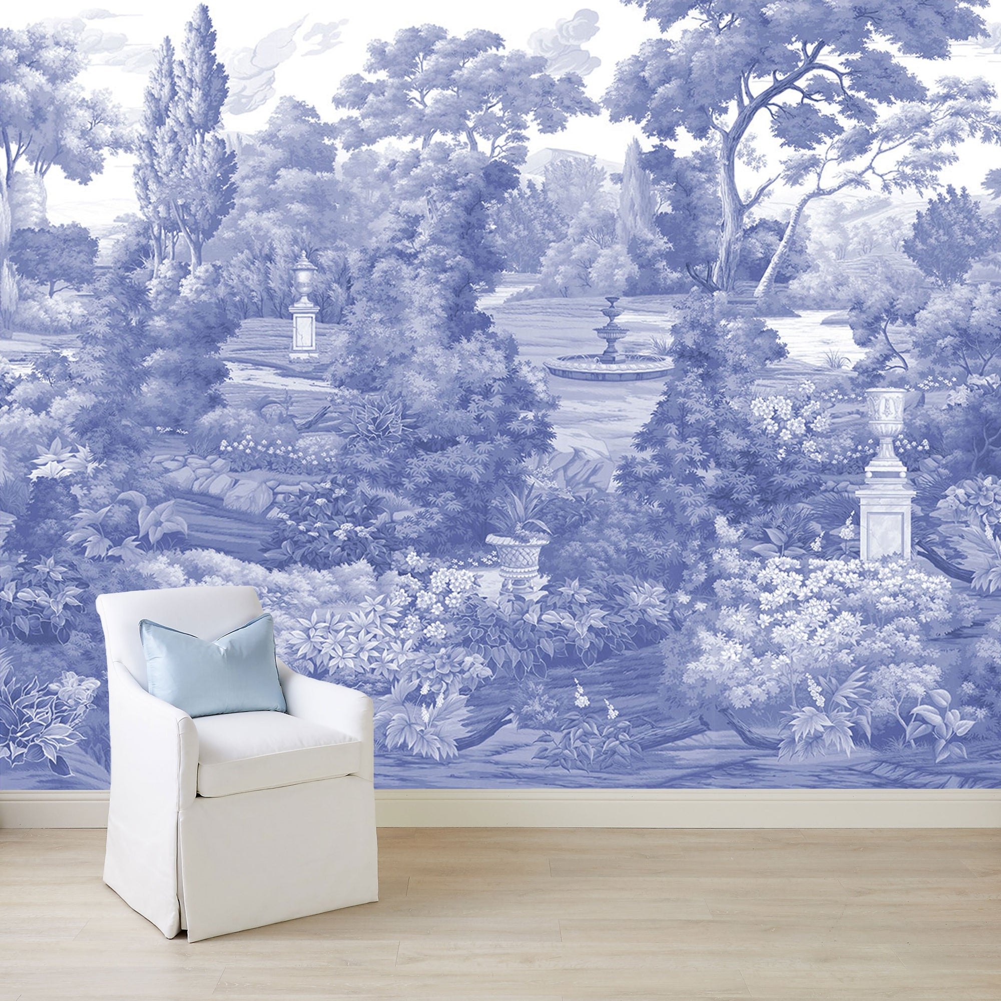 Jardin in Blue Chinoiserie Mural Wallpaper