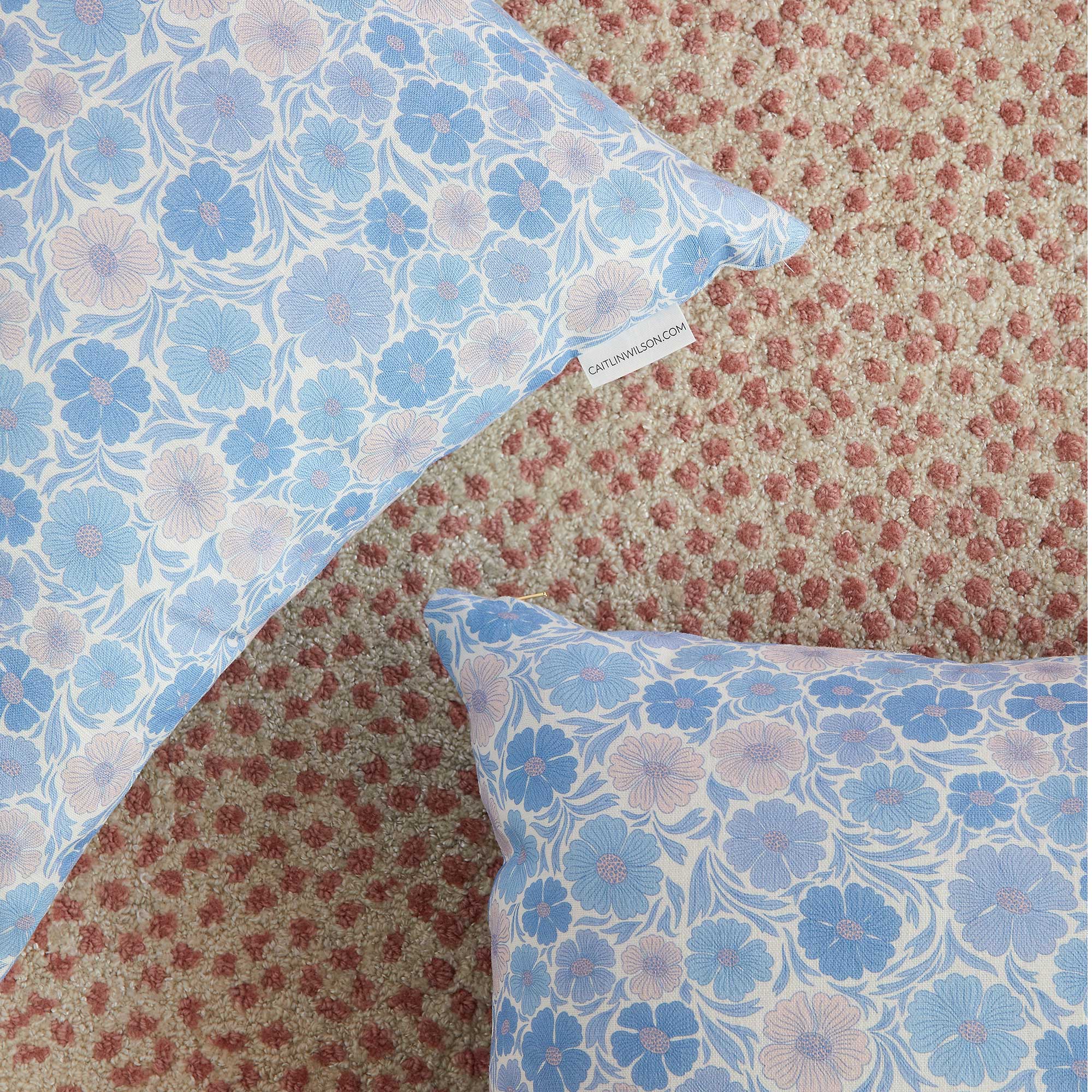 Pastel Blue and Pink Floral Pillows in Lillian Design