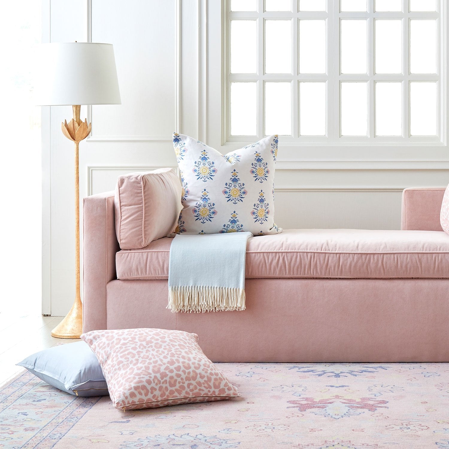 Alberto Large Floor Lamp in Antique Gold Leaf