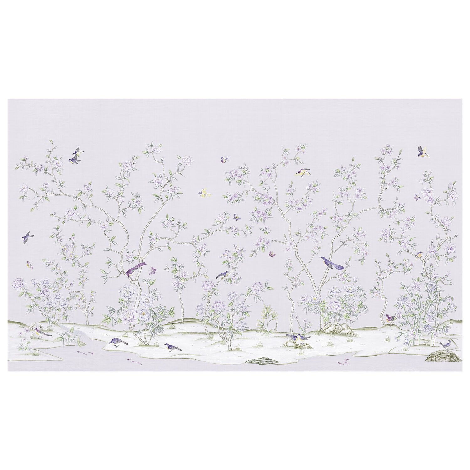 Full Mural of Louis in Lavender Traditional Chinoiserie Wallpaper