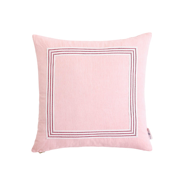 Blush Pillow with Poppy Stripe Trim