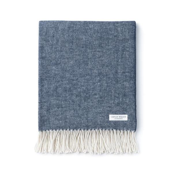 Herringbone Throw in Indigo