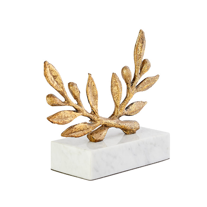 Gold Leaf Olive Branch Figurine on Marble Base