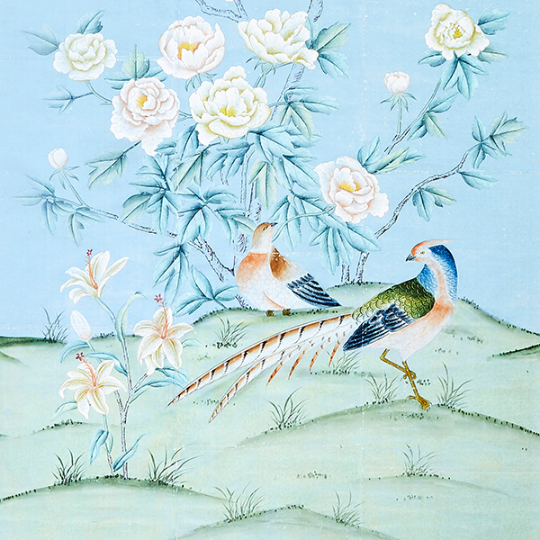 Pierre in Robins Egg Chinoiserie Wallpaper Sample  Swatch