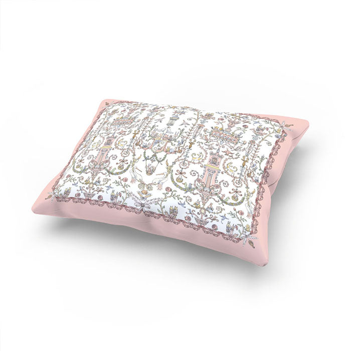 Pink Toile de Jouy Satin Pillow