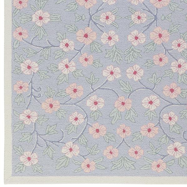 Porcelain Pansies Floral Rug in Blue and Pink