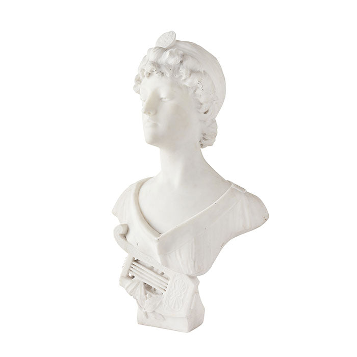 Pugi Carved Marble Bust, Signed