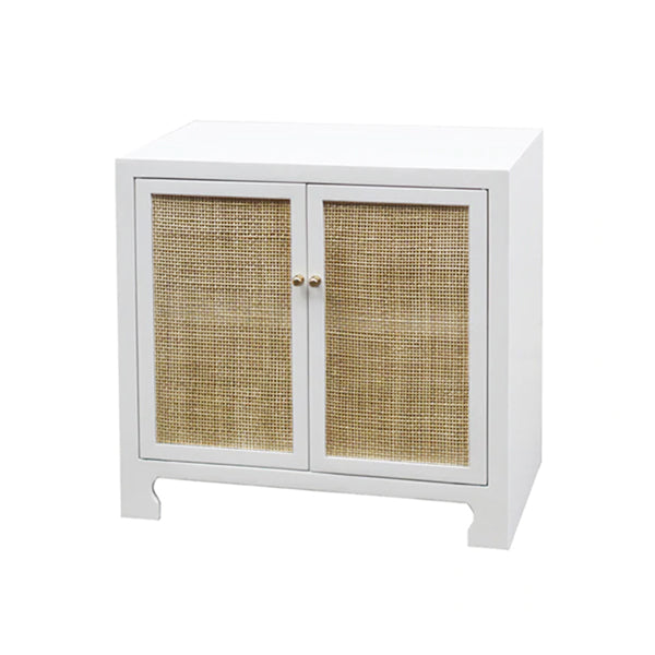 Bianca White Cabinet with Woven Doors
