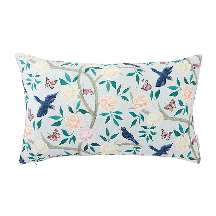 Soft Blue Chinoiserie Lumbar Pillow