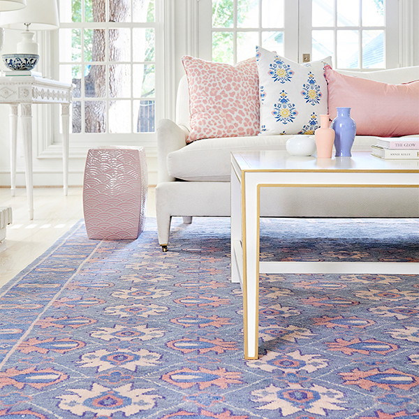 Periwinkle Blue Naya Wool Rug in Living Room