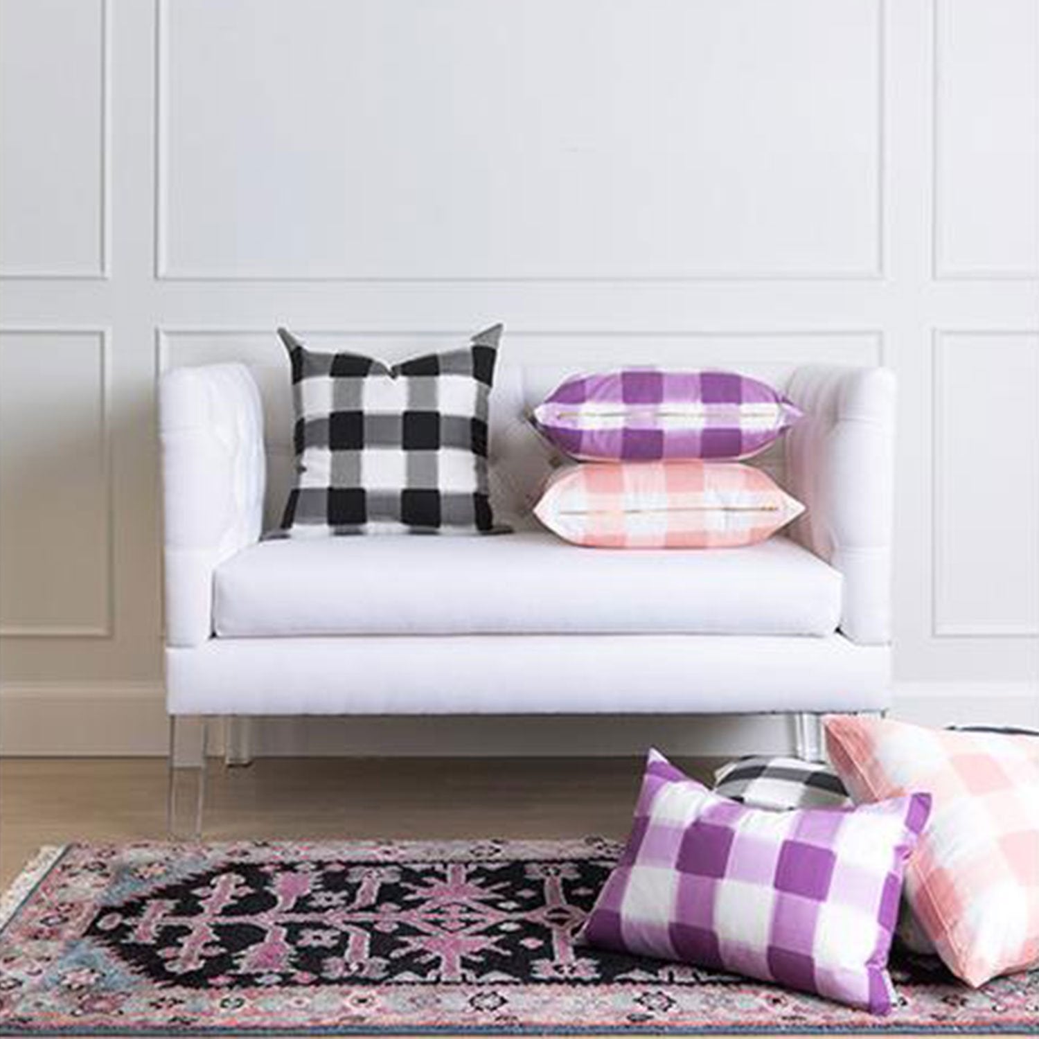 Pink buffalo check outlet pillow