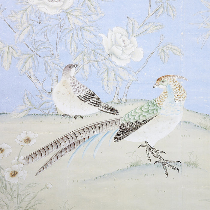 Vincennes Chinoiserie Mural Wallpaper in French Blue Detail