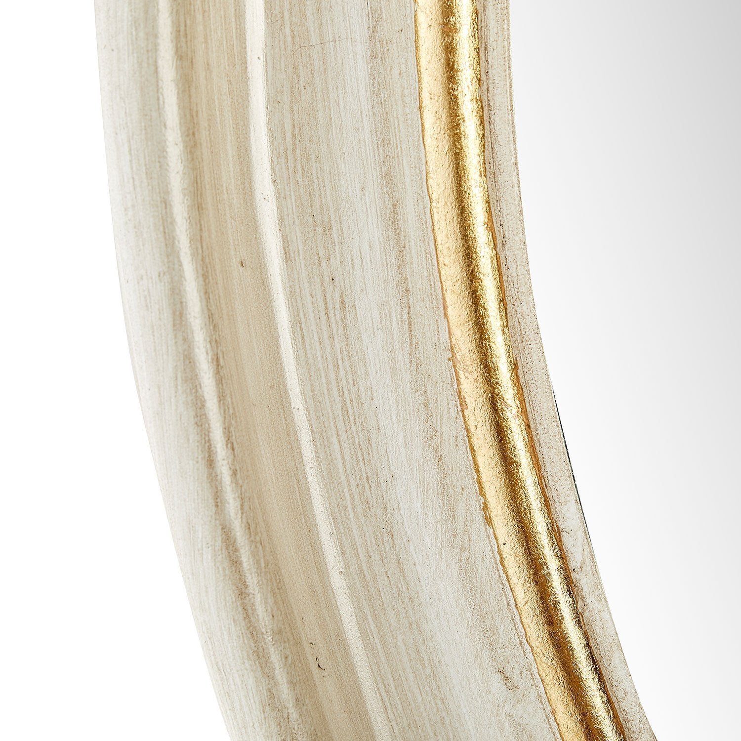 Gold Leaf Detail on Round White Nora Mirror