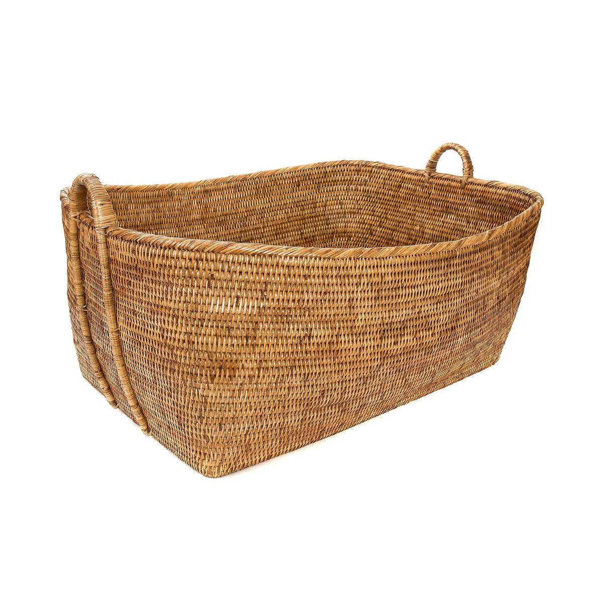 Woven Basket with Hoop Handles in Honey