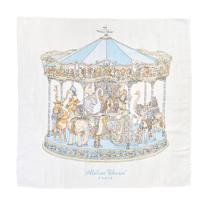 Atelier Choux Carré Blue Carousel Swaddle