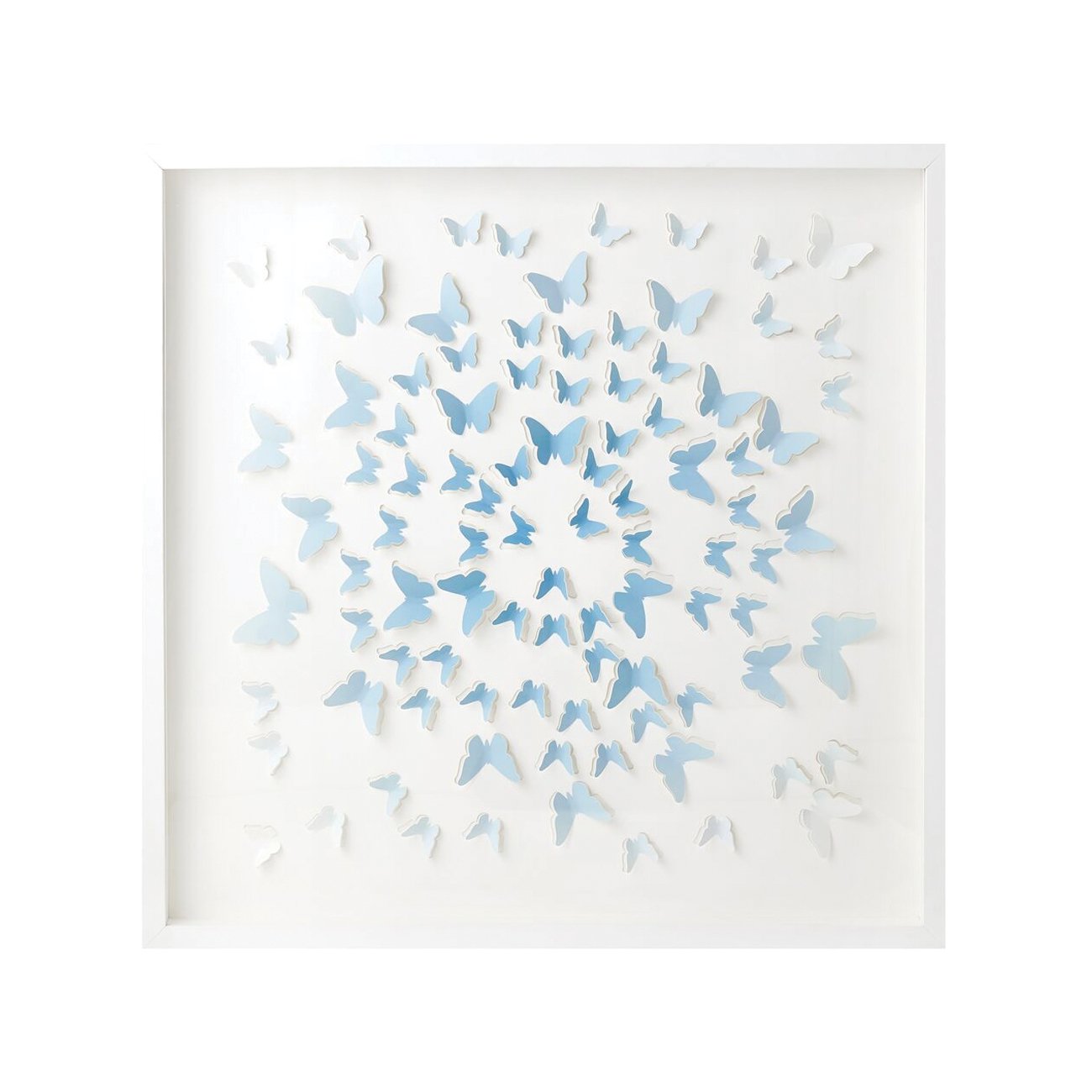 Blue Square Ombre Butterflies Cut Paper Art