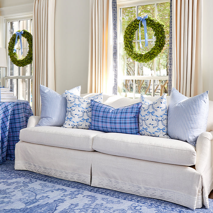 Blue and white striped pillows hot sale