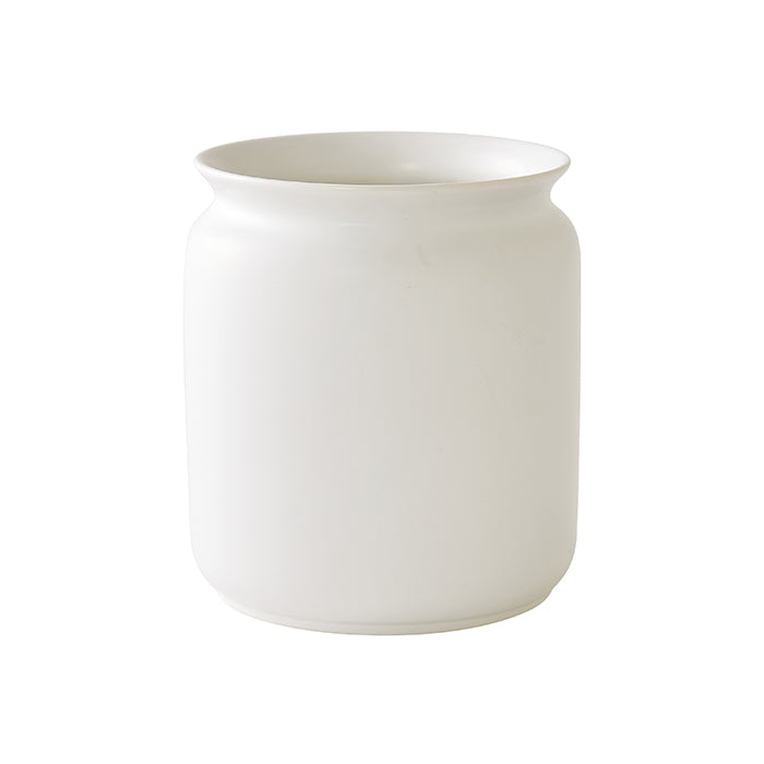 Glossed Floral Vase in White