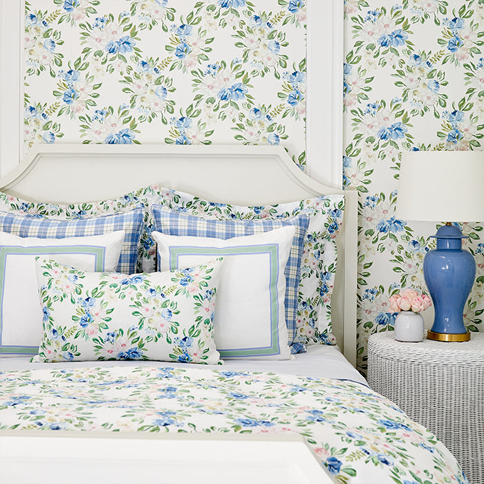 Secret Garden Floral Bedroom Wallpaper Behind Bed