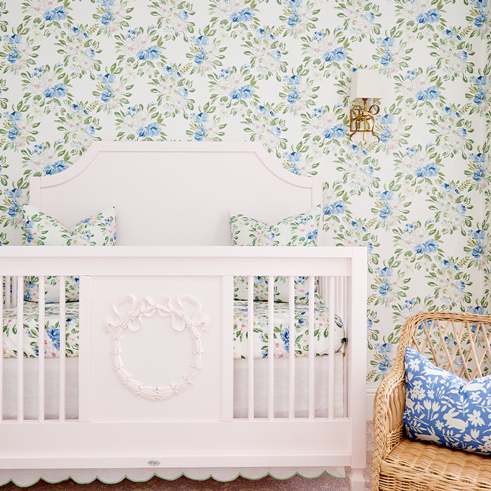 Scallop Crib Skirt in Garden Green Caitlin Wilson