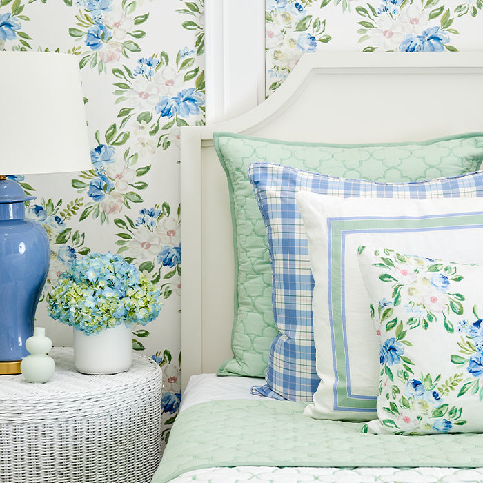Secret Garden Floral Throw Pillow with Matching Wallpaper
