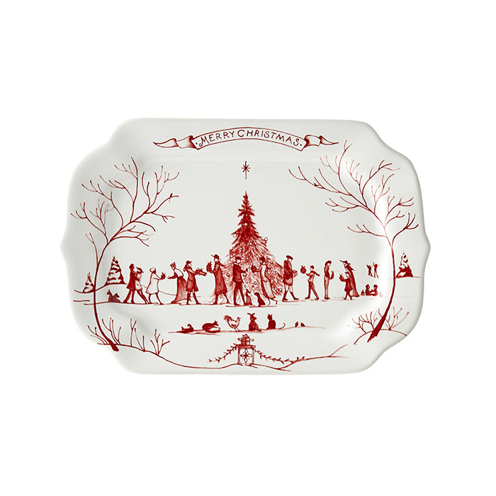 Country Estate Winter Frolic Ruby Gift Tray Merry Christmas