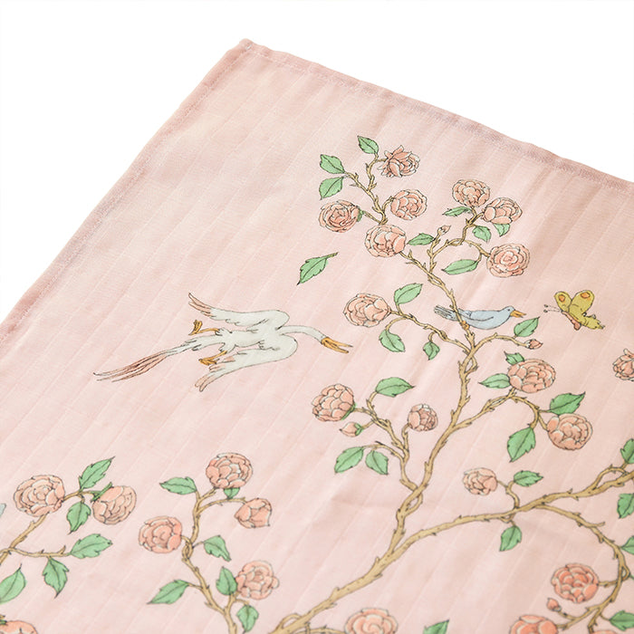 Atelier Choux Carré In Bloom Pink Swaddle Blanket Corner