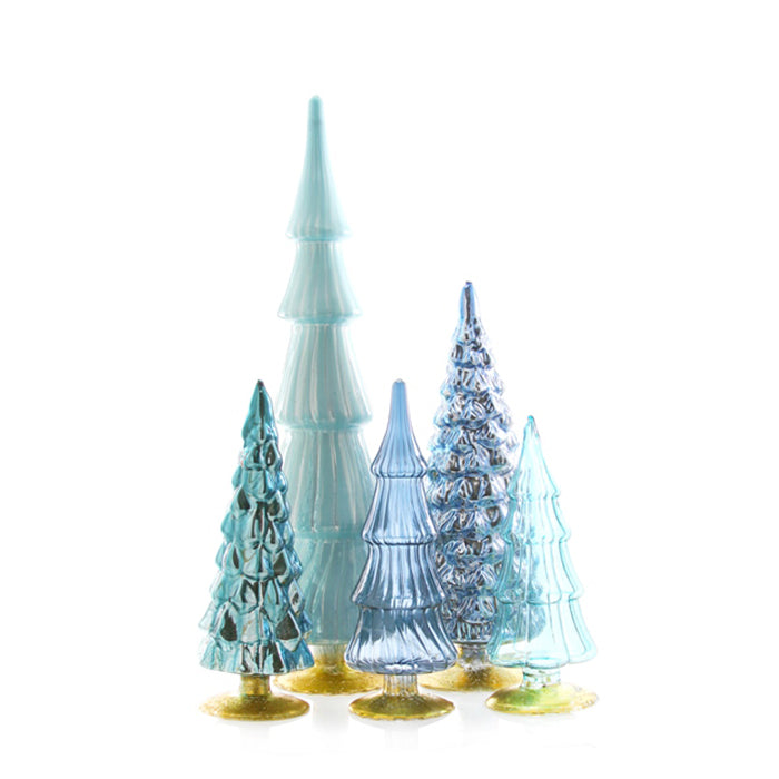 Snowfall Glass Tree Set of 5