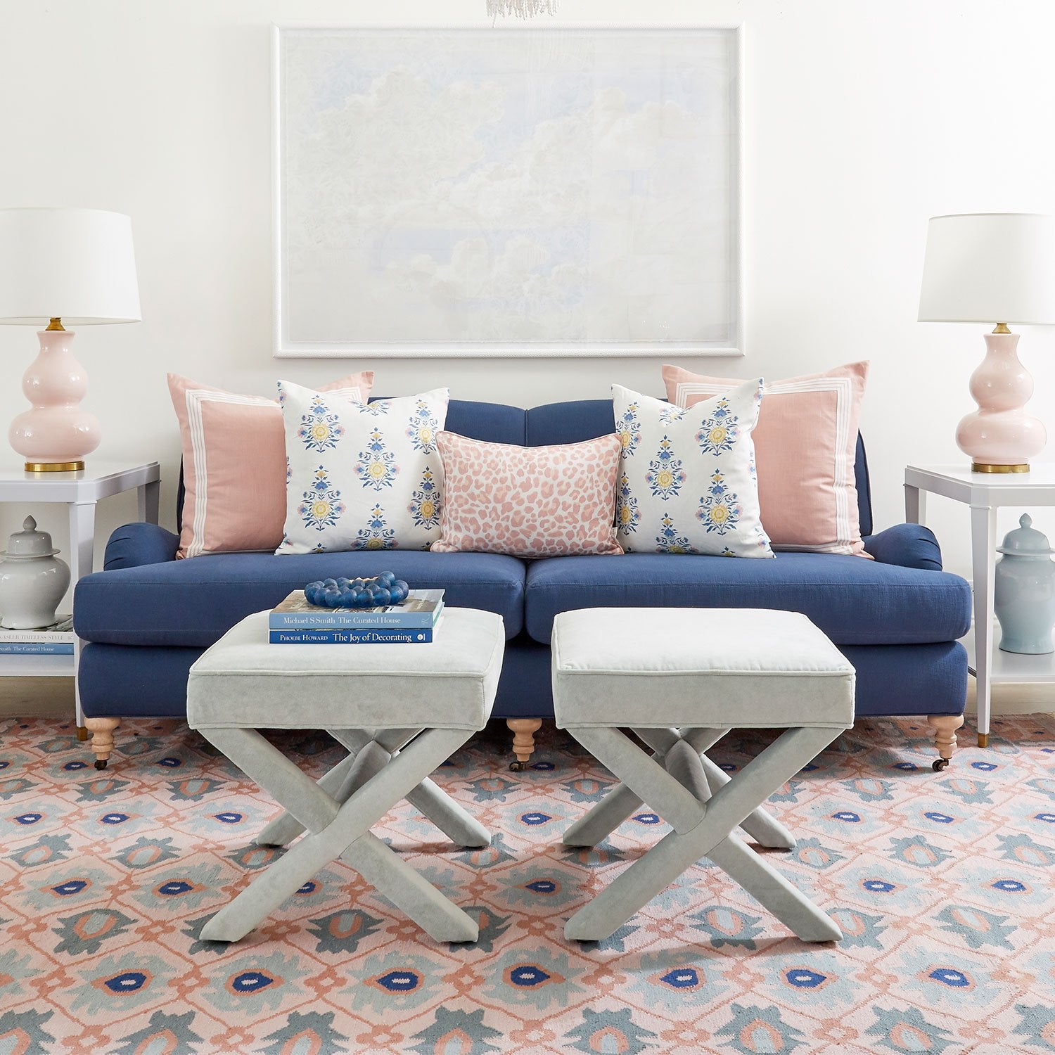 Naya Flat Weave Rug in Blossom in Living Room