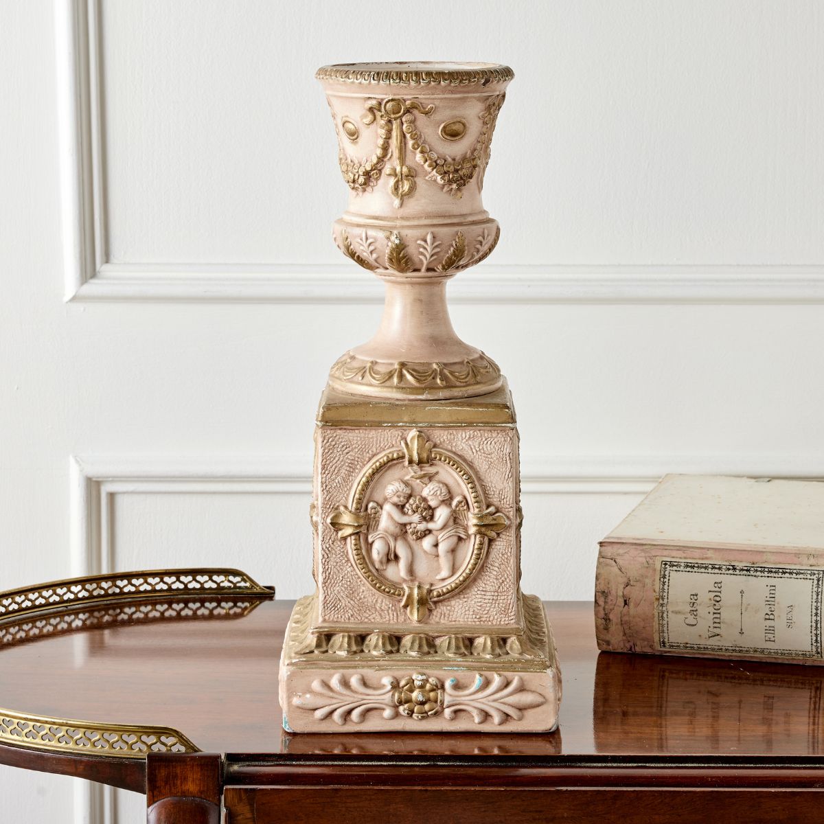 Vintage Rosette Cherub Urn - Caitlin Wilson Design