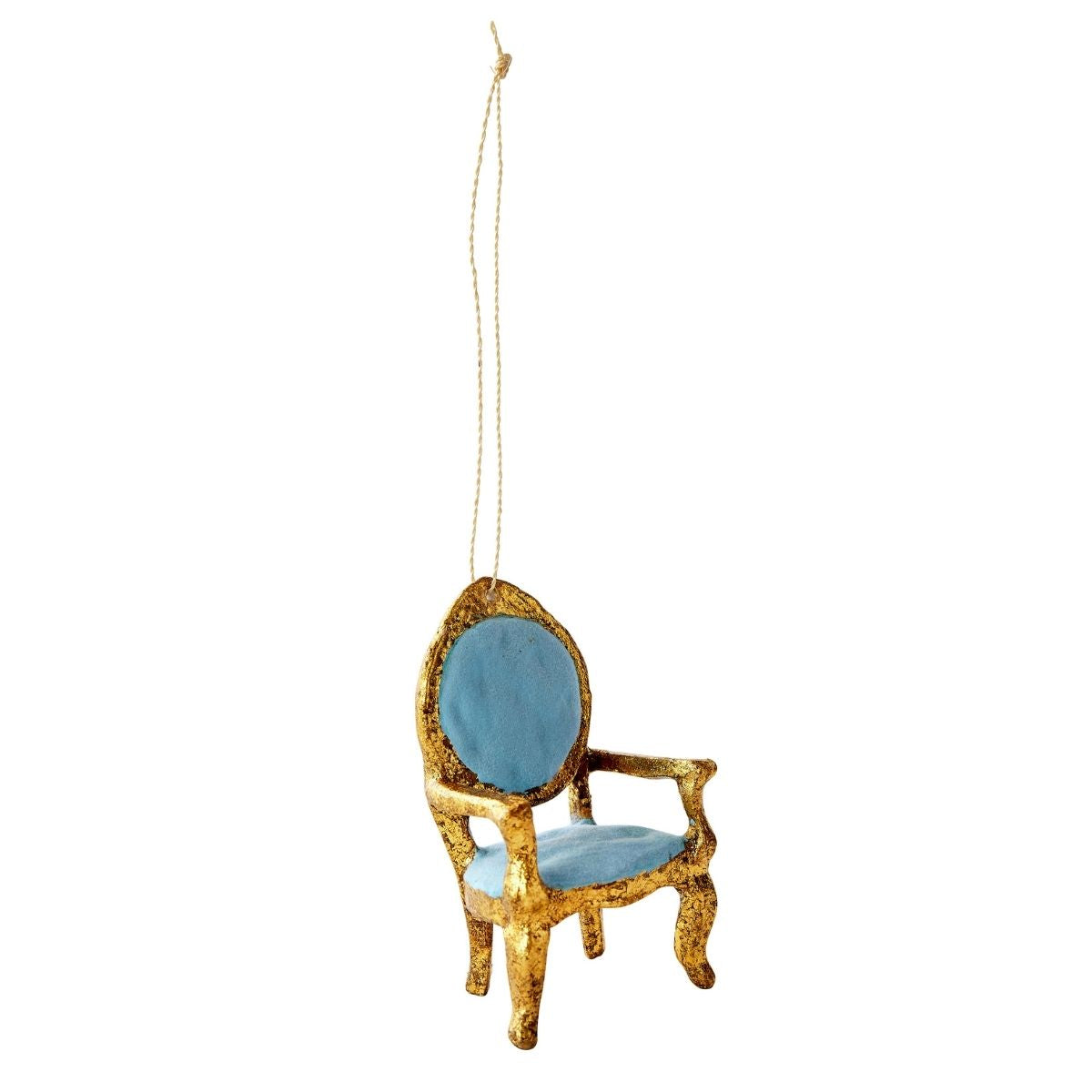 Gilded Armchair Ornament in Blue