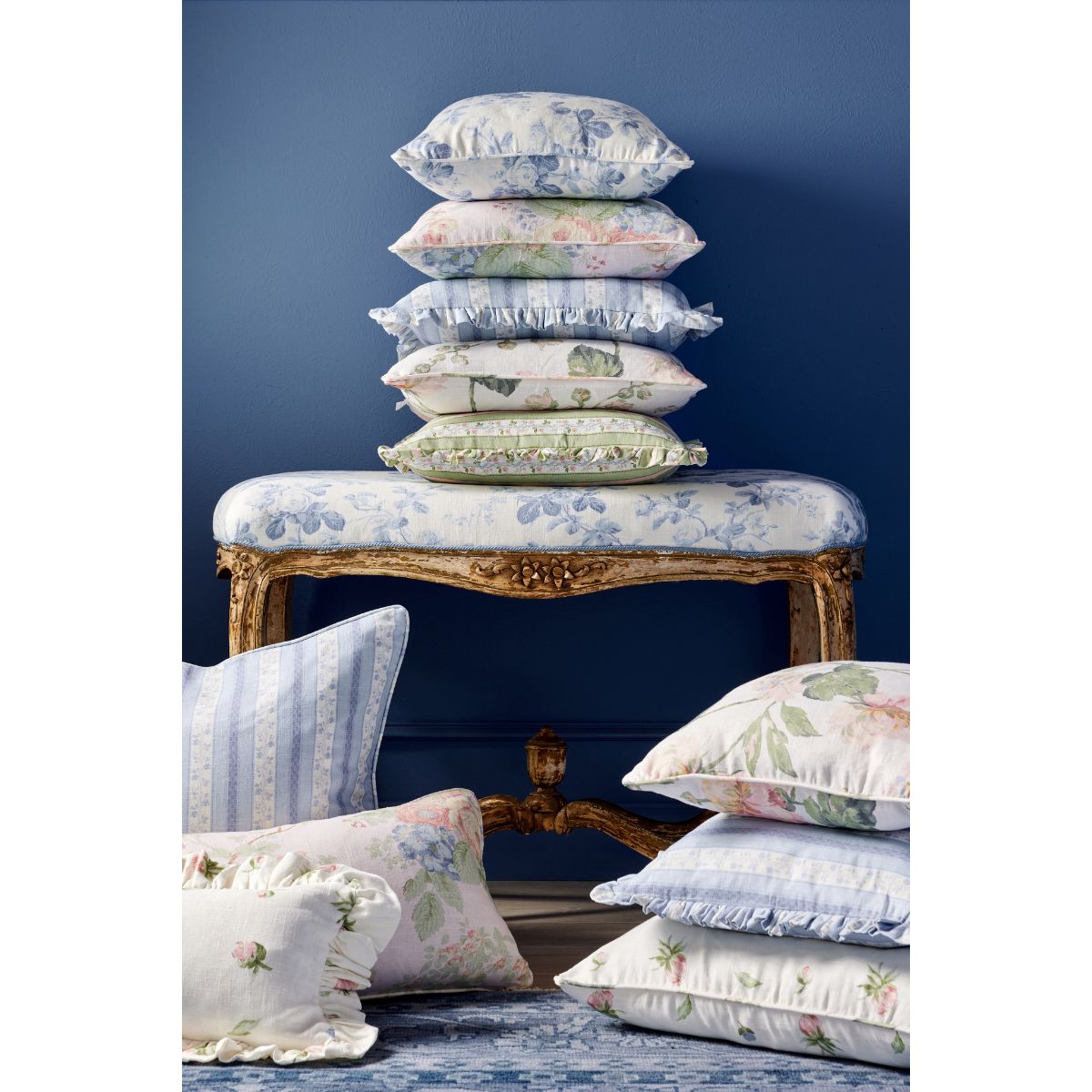 Isabelle in Blue Frill Pillow - Caitlin Wilson Design