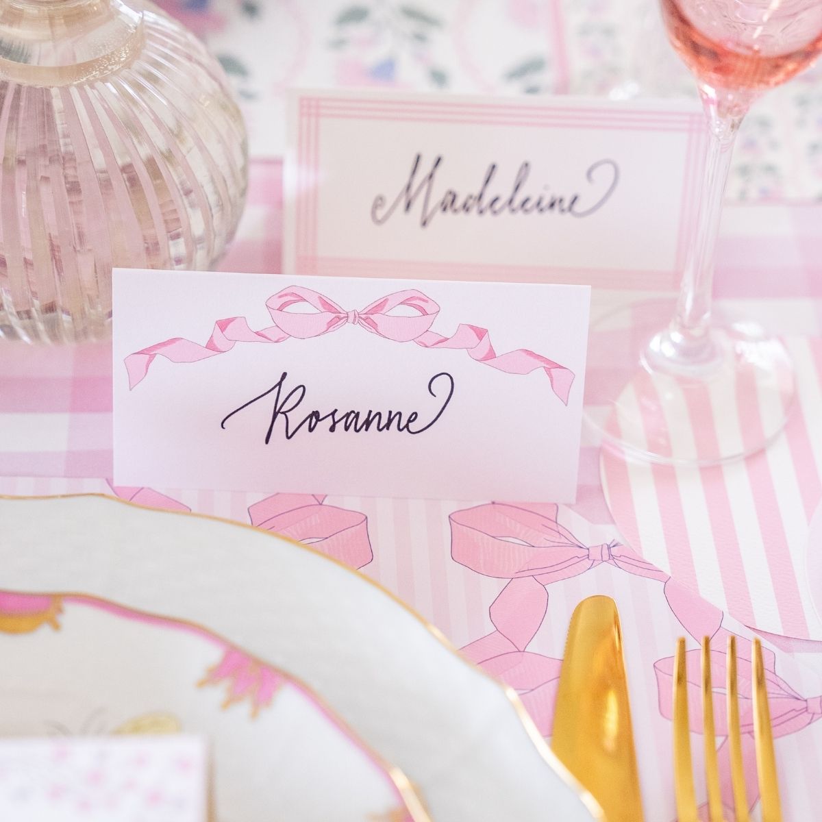 Pink Bow Placecards