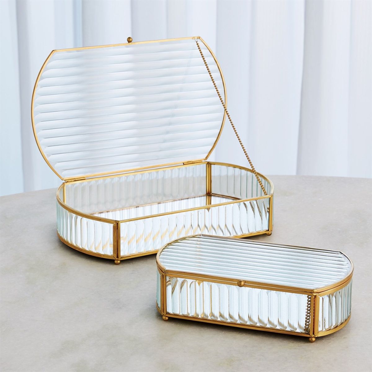 Small Reeded Glass Box