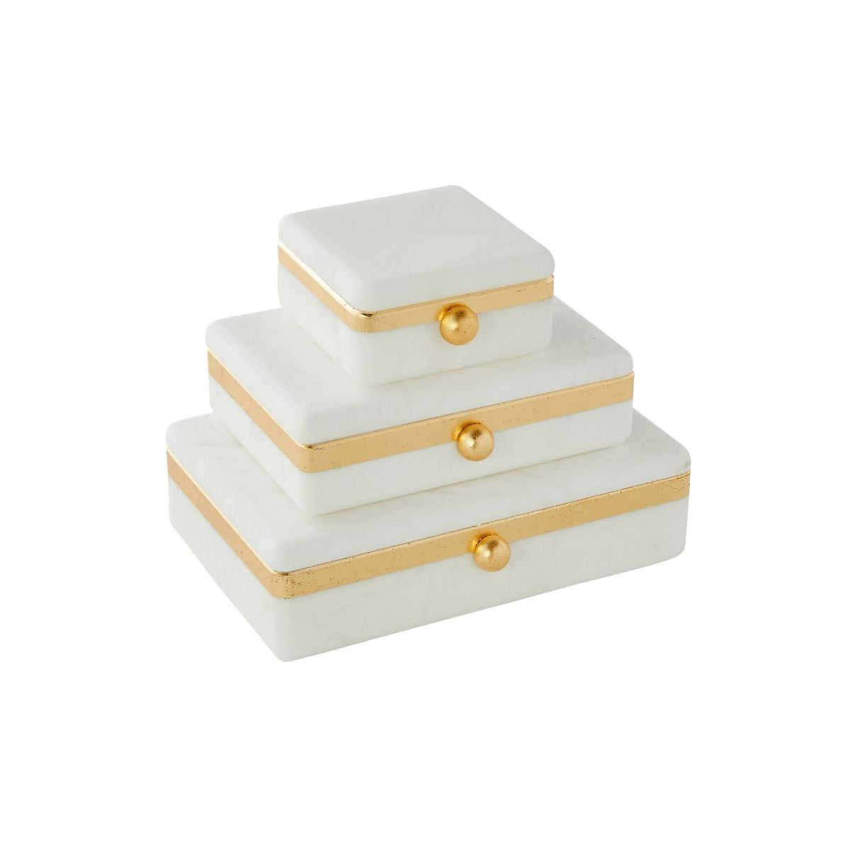 Medium Gold Band Alabaster Box