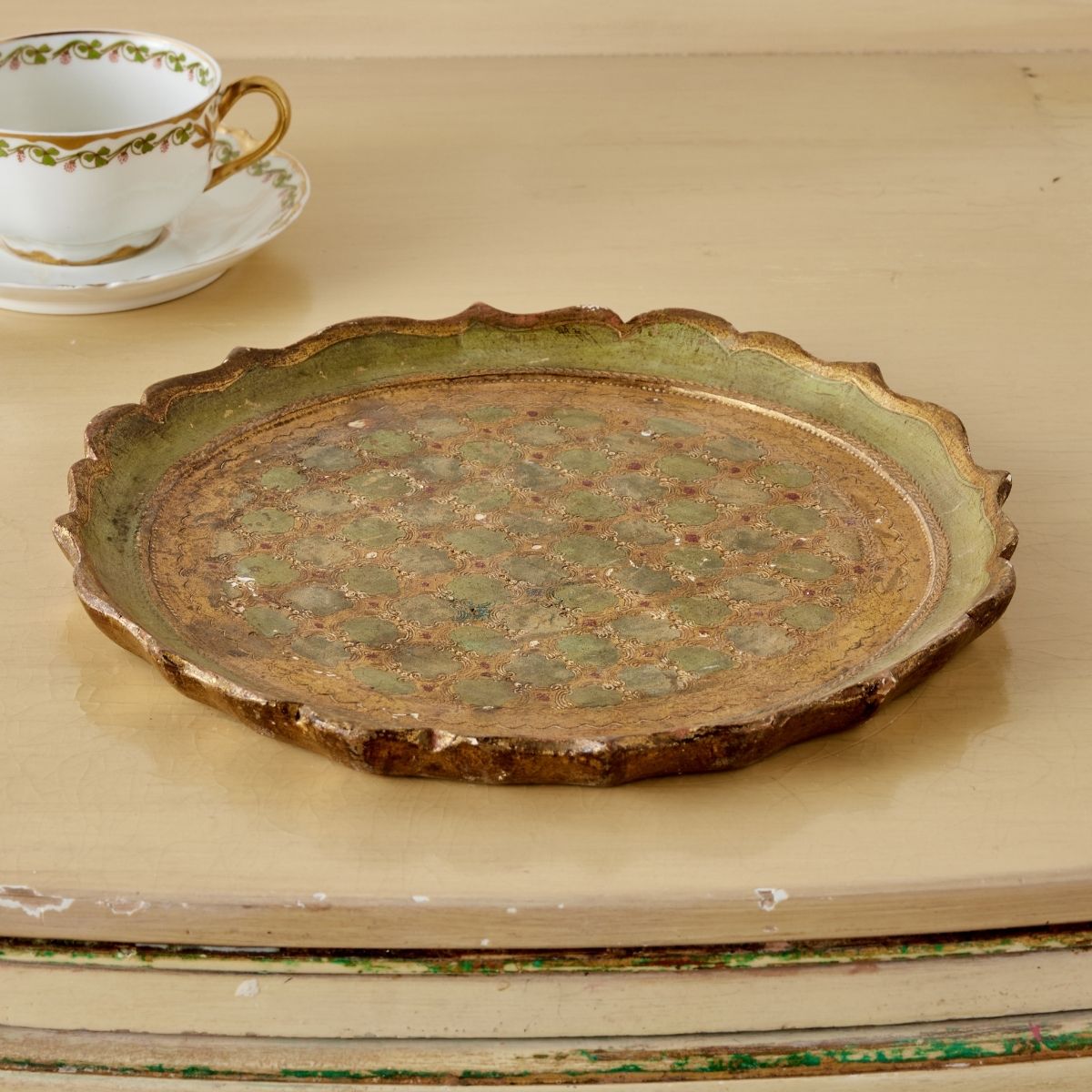 Florentine Scalloped Green Tray - Caitlin Wilson Design