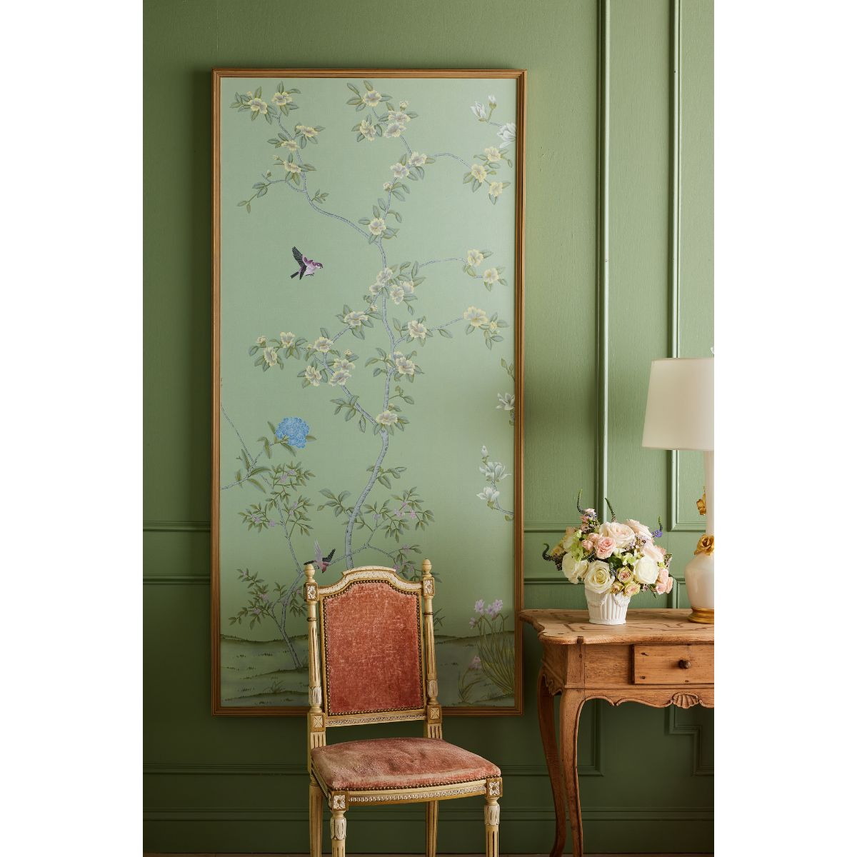 Nicola's Garden Framed Chinoiserie Mural Panel II