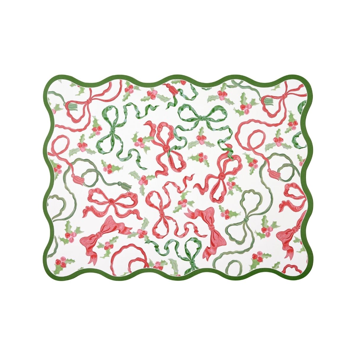 Red & Green Bow Posh Die-Cut Placemat