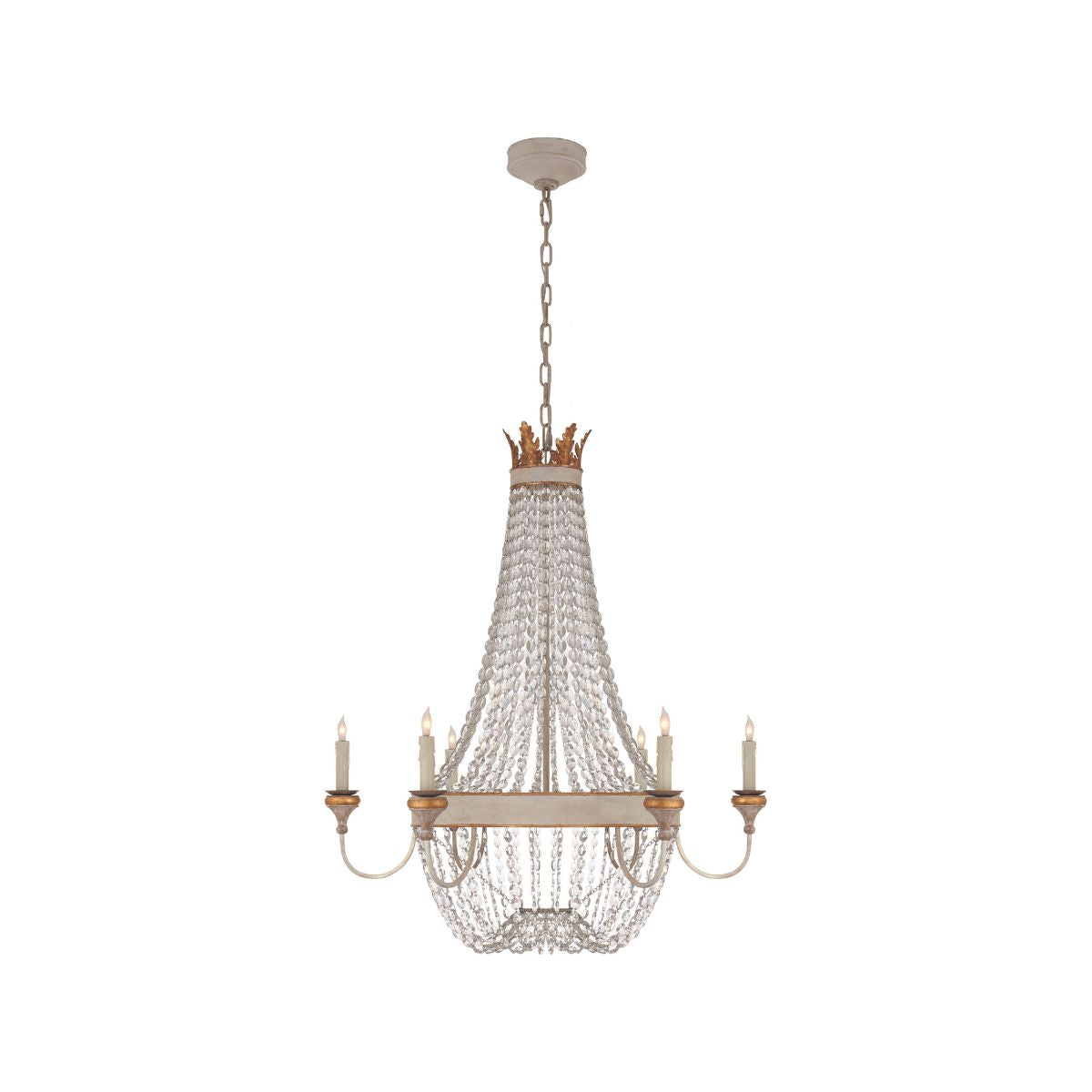 Entellina Chandelier in Vintage White and Gild with Crystal