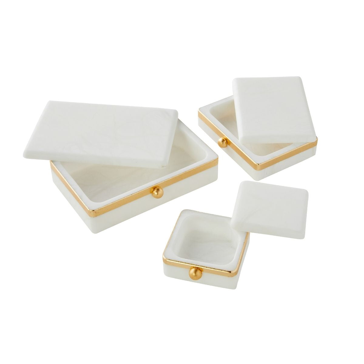 Medium Gold Band Alabaster Box