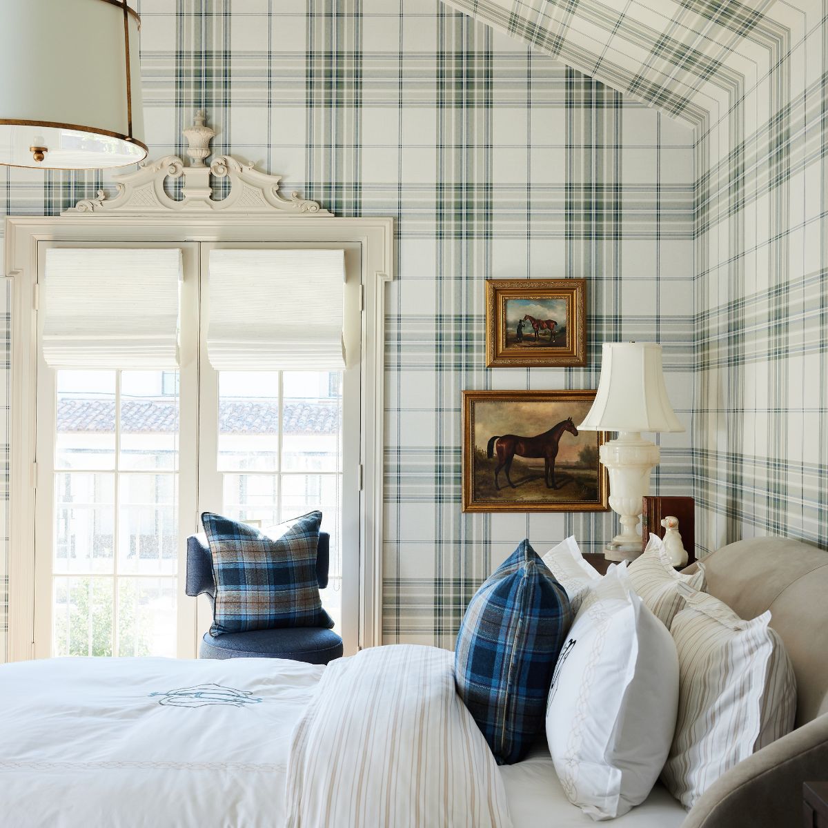 Princeton Plaid Wallpaper in Moss - Caitlin Wilson Design