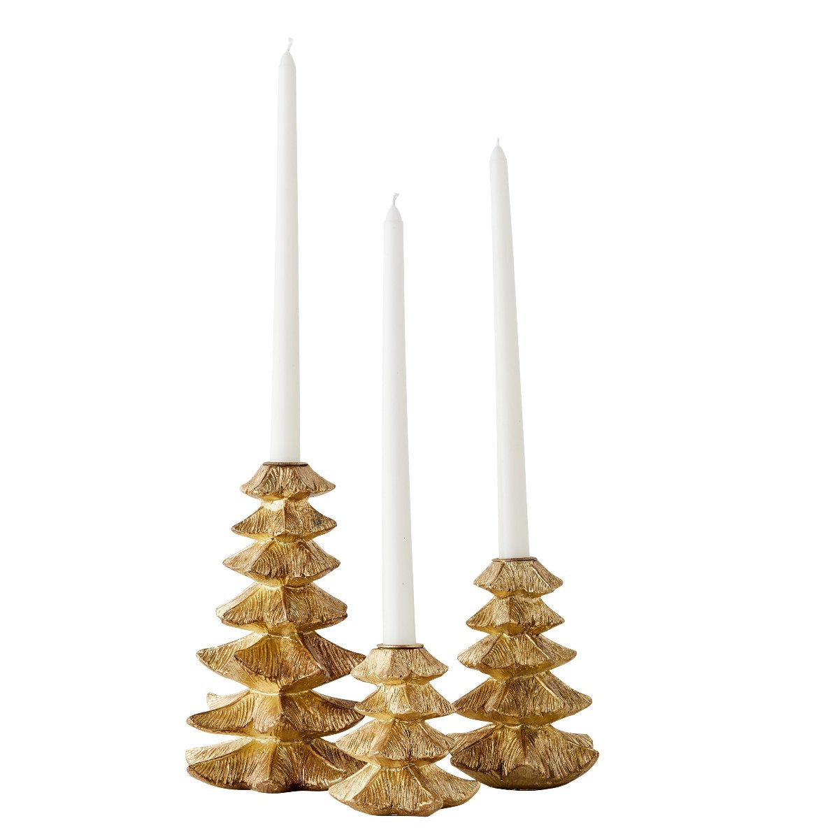 Gold Tree Candlesticks, Set of 3 - Caitlin Wilson Designs