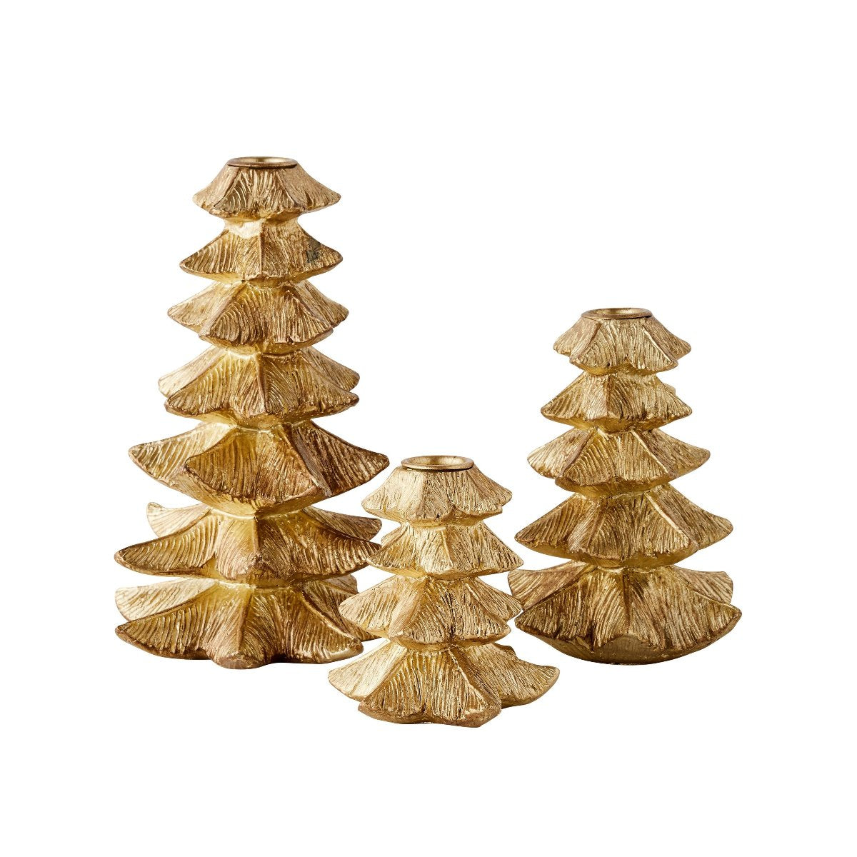 Gold Tree Candlesticks, Set of 3 - Caitlin Wilson Designs